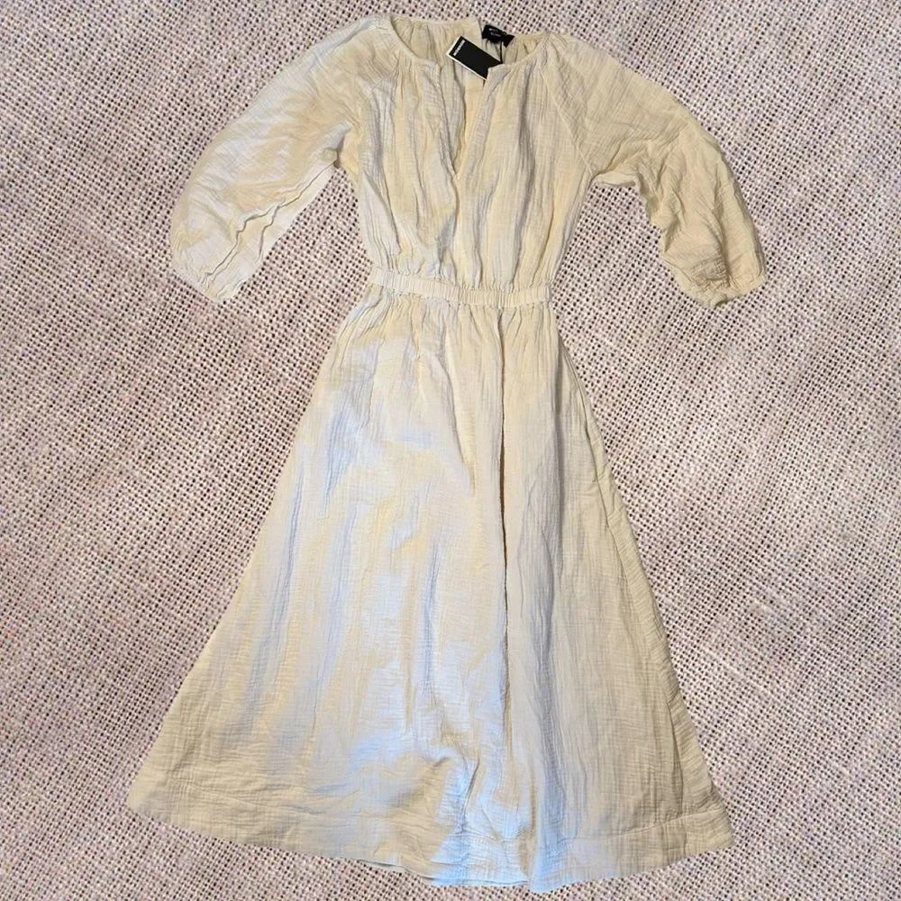NWT Monrow Long-Sleeve Gauze Open-Back Midi Dress - Picture 4 of 10